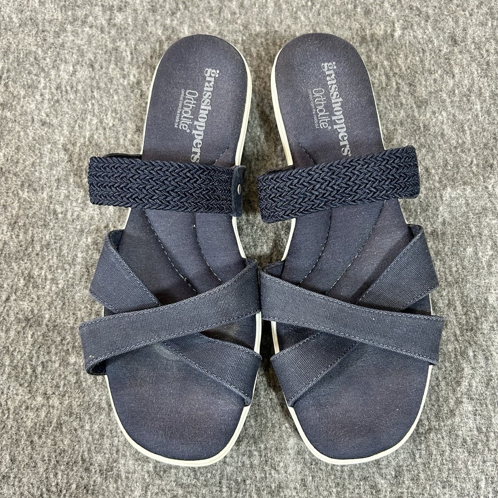 Grasshoppers Ortholite Finley Womens Sandals Blue Slip on Comfort Sz 8.5 M